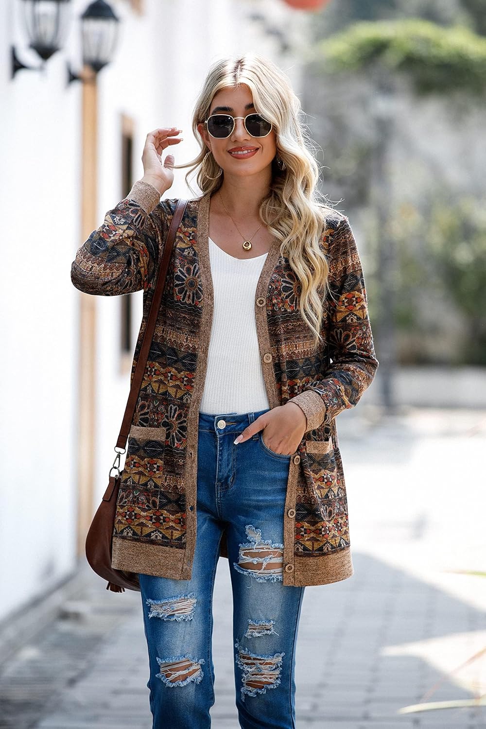 GRECERELLE Cardigan for Women Open Front Button Do... - Image 3