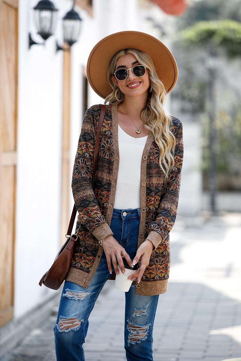 GRECERELLE Cardigan for Women Open Front Button Do... - Image 4
