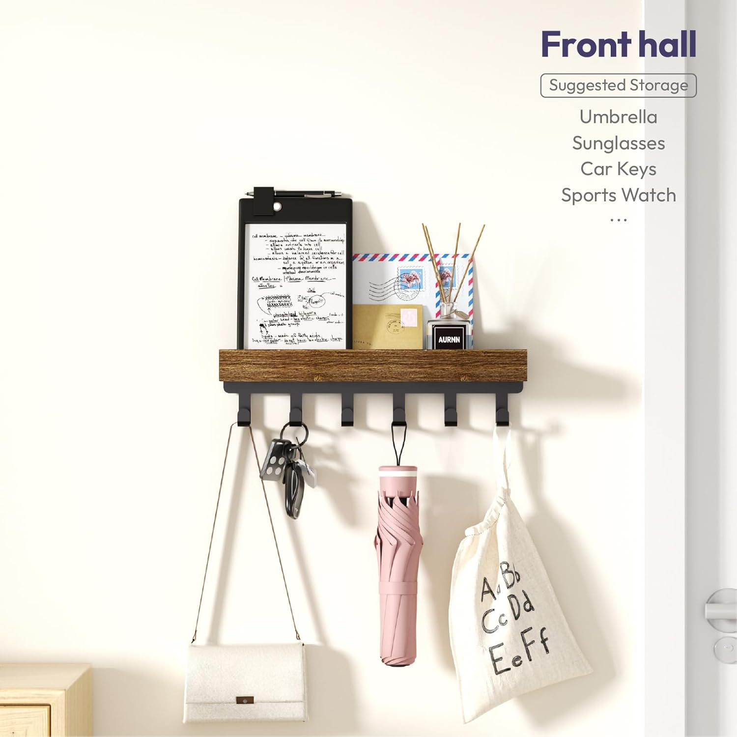 SWTYMIKI Key Holder for Wall - Key Rack Wood Tray ... - Image 9