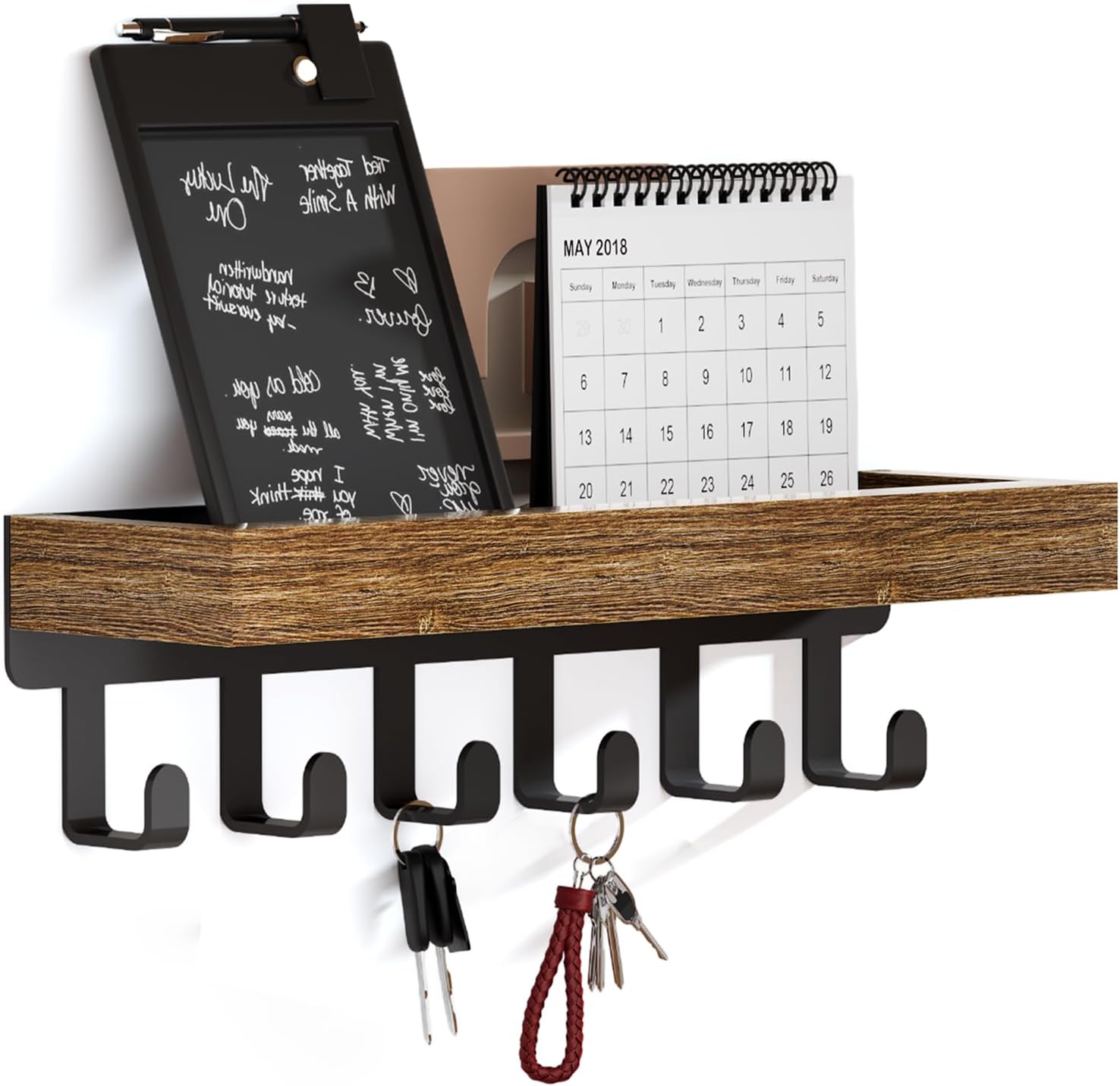 SWTYMIKI Key Holder for Wall - Key Rack Wood Tray ... - Image 2