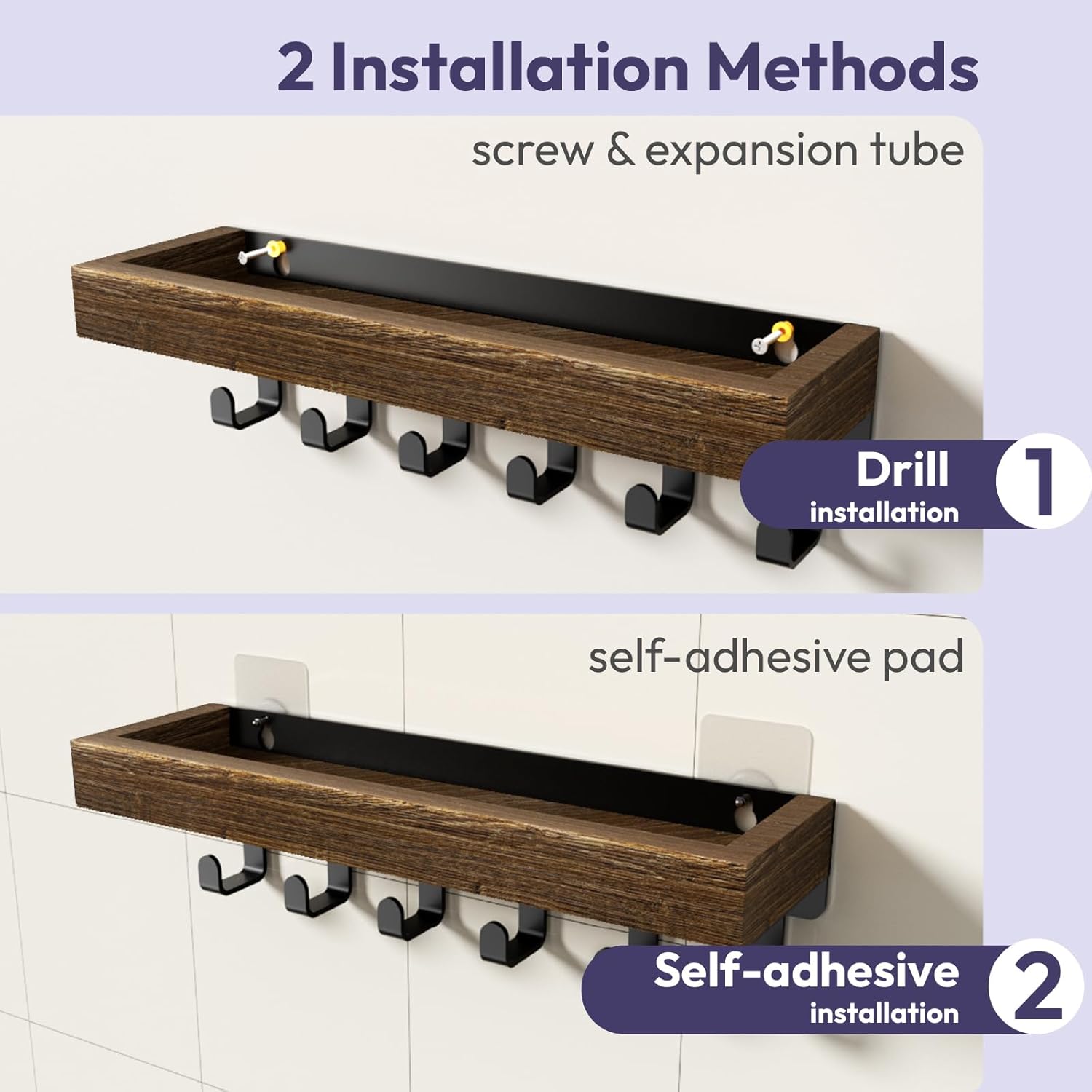 SWTYMIKI Key Holder for Wall - Key Rack Wood Tray ... - Image 5