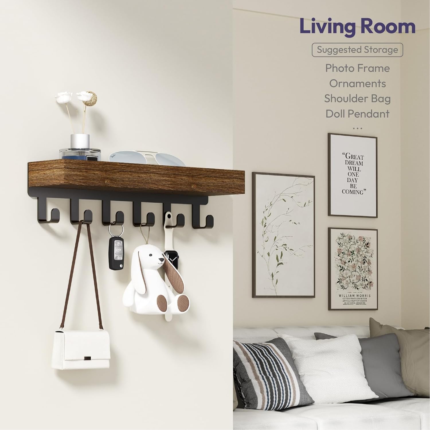 SWTYMIKI Key Holder for Wall - Key Rack Wood Tray ... - Image 8