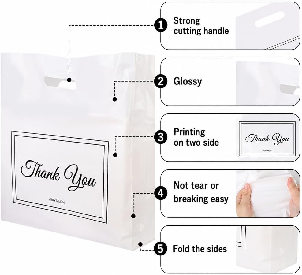 12x15 Inch 100Pcs Thank You Merchandise Bags - Image 3
