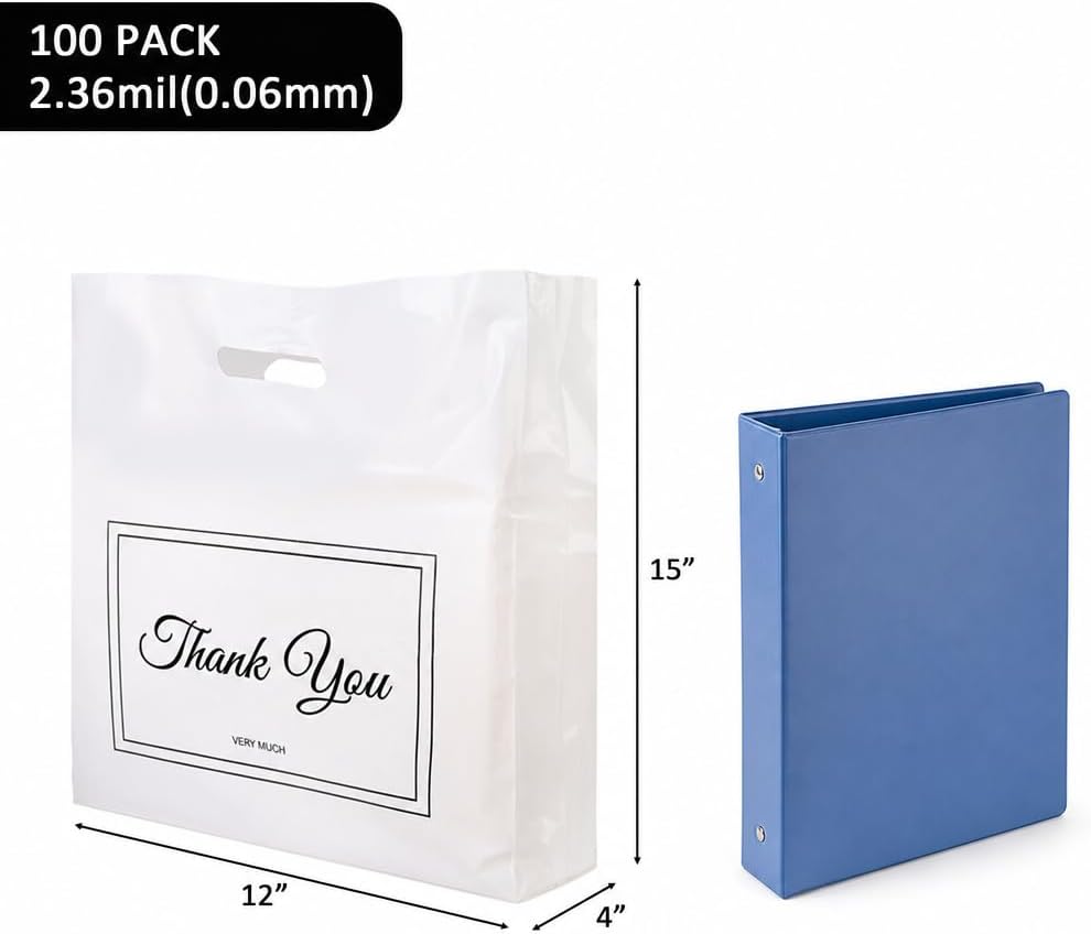 12x15 Inch 100Pcs Thank You Merchandise Bags - Image 2