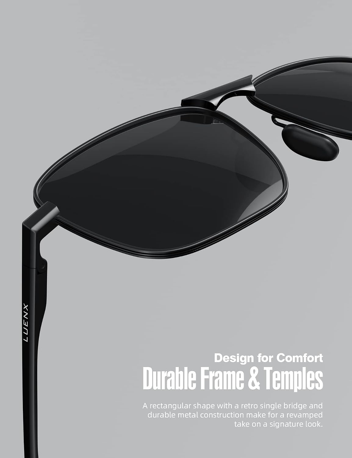 LUENX Aviator Polarized Sunglasses Men Women Recta... - Image 8
