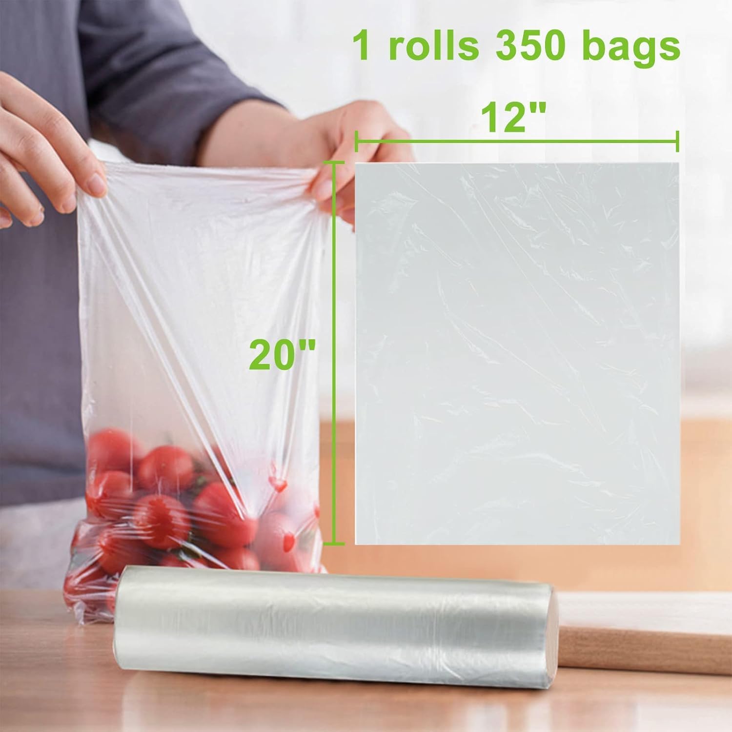 Food Storage Bags, 12”X20” Clear Plastic Produce B... - Image 2