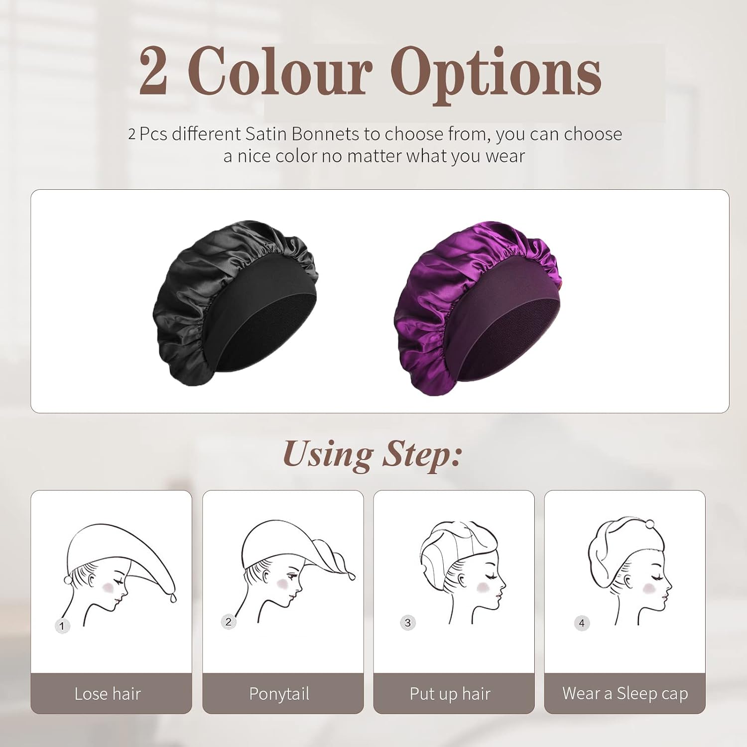 SWEET VIEW Silk Bonnet Satin Bonnet, Silk Hair Wra... - Image 3