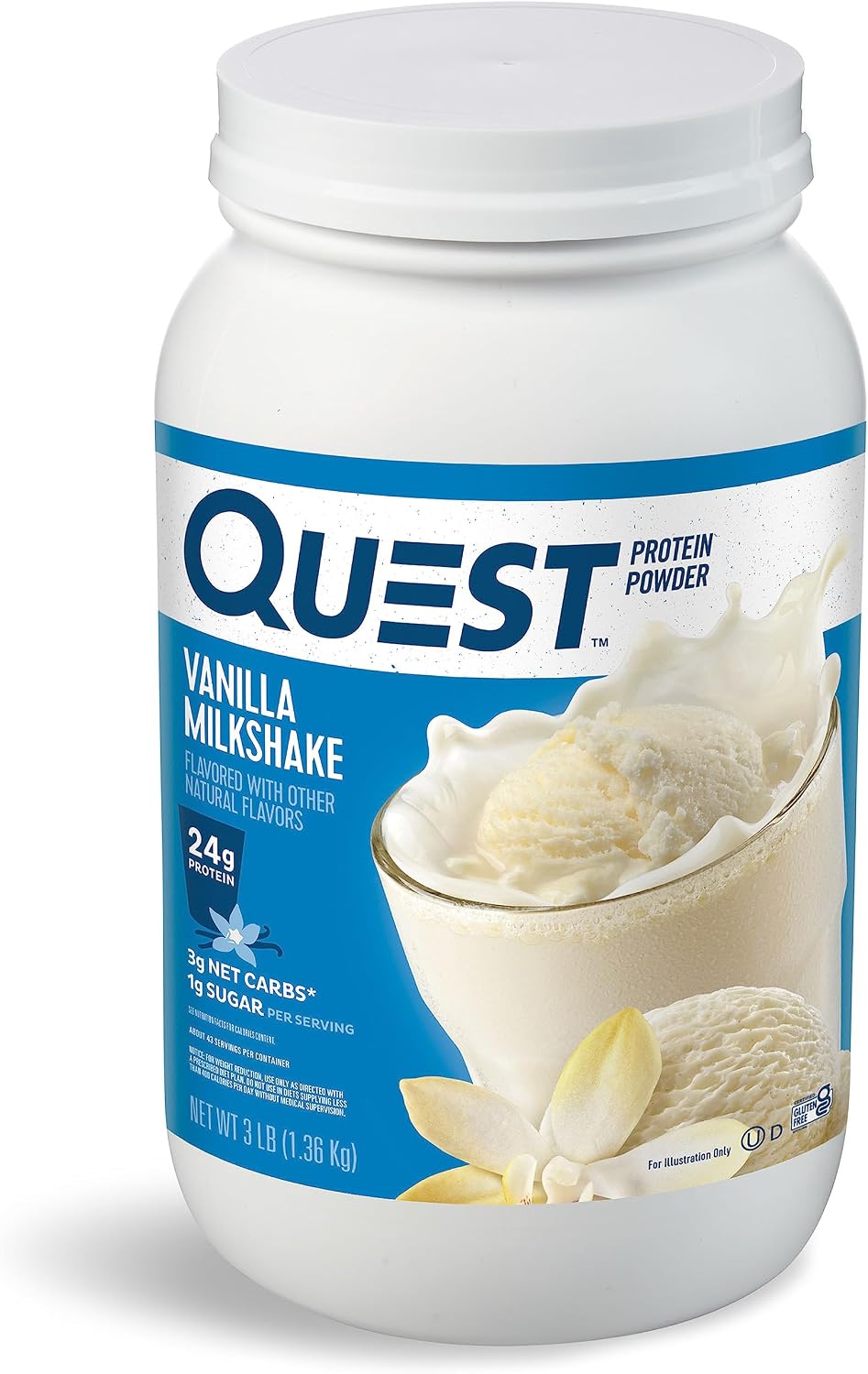 QUEST Protein Powder, Vanilla Milkshake, 3lb 3 pou...