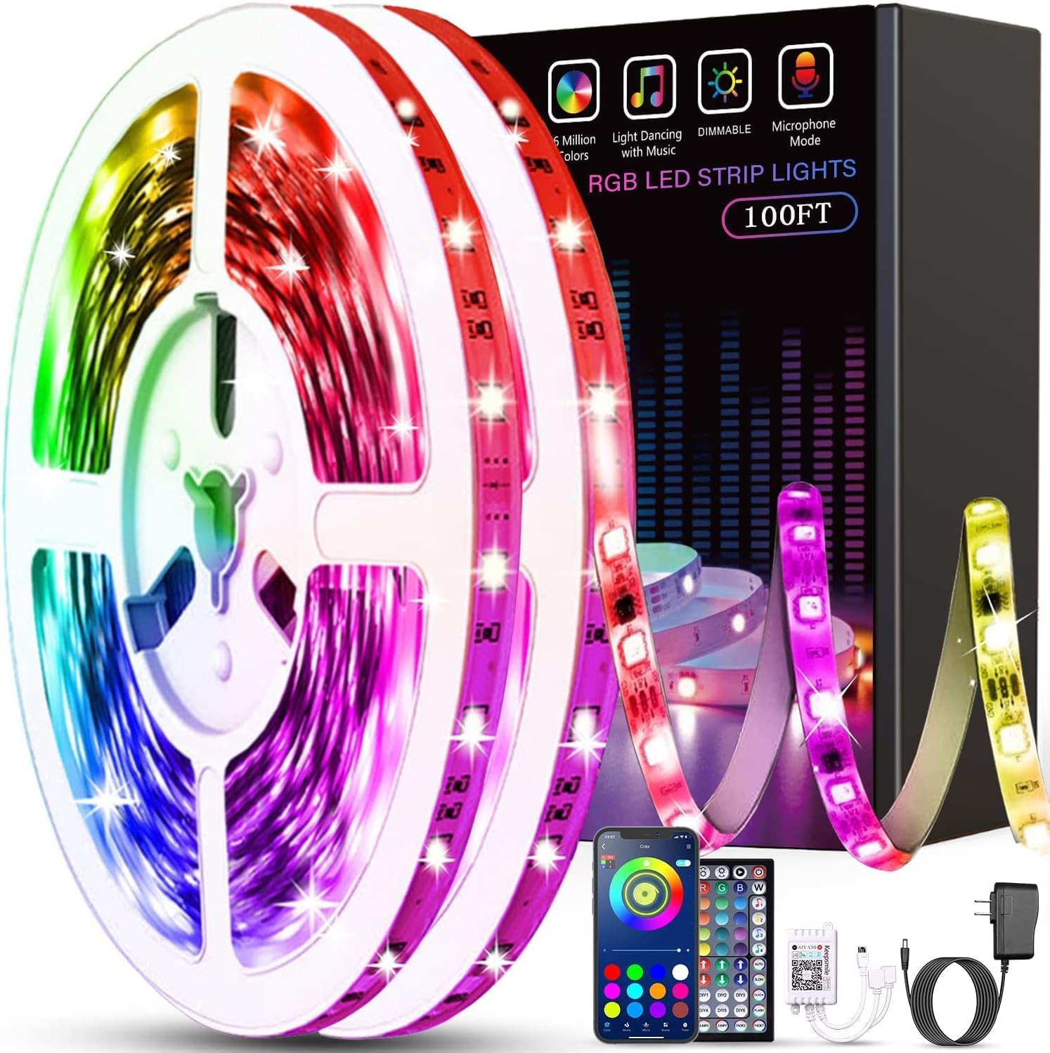 Tenmiro Led Lights for Bedroom 100ft(2 Rolls of 50...
