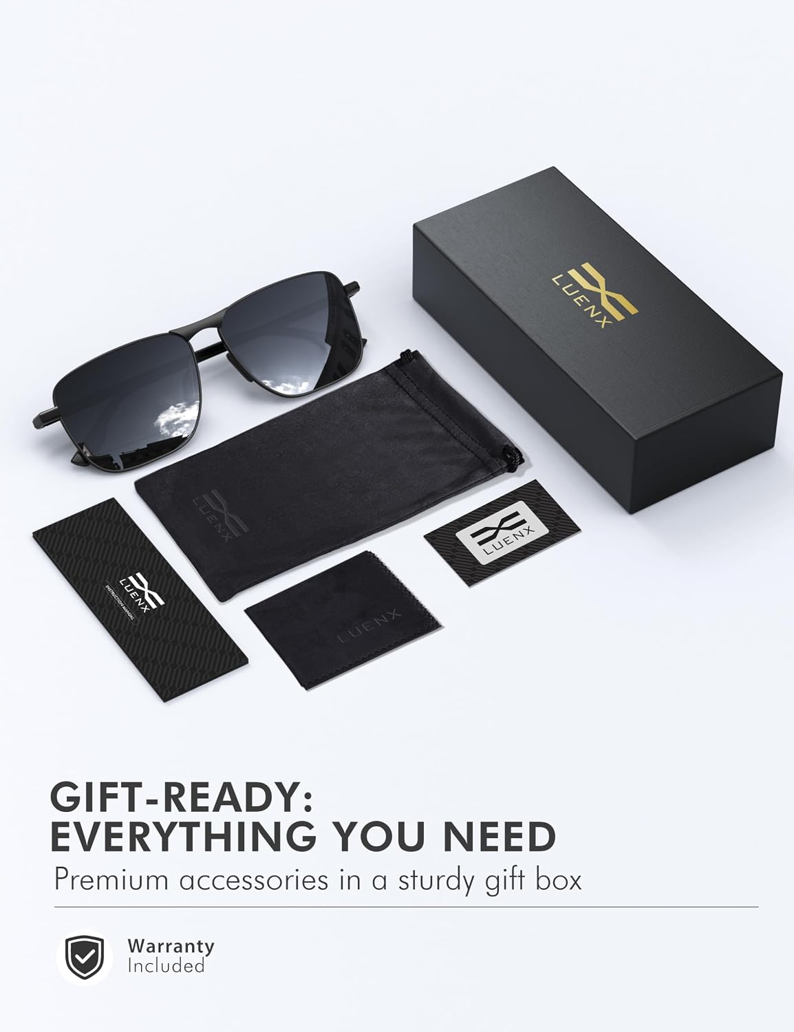 LUENX Aviator Polarized Sunglasses Men Women Recta... - Image 7