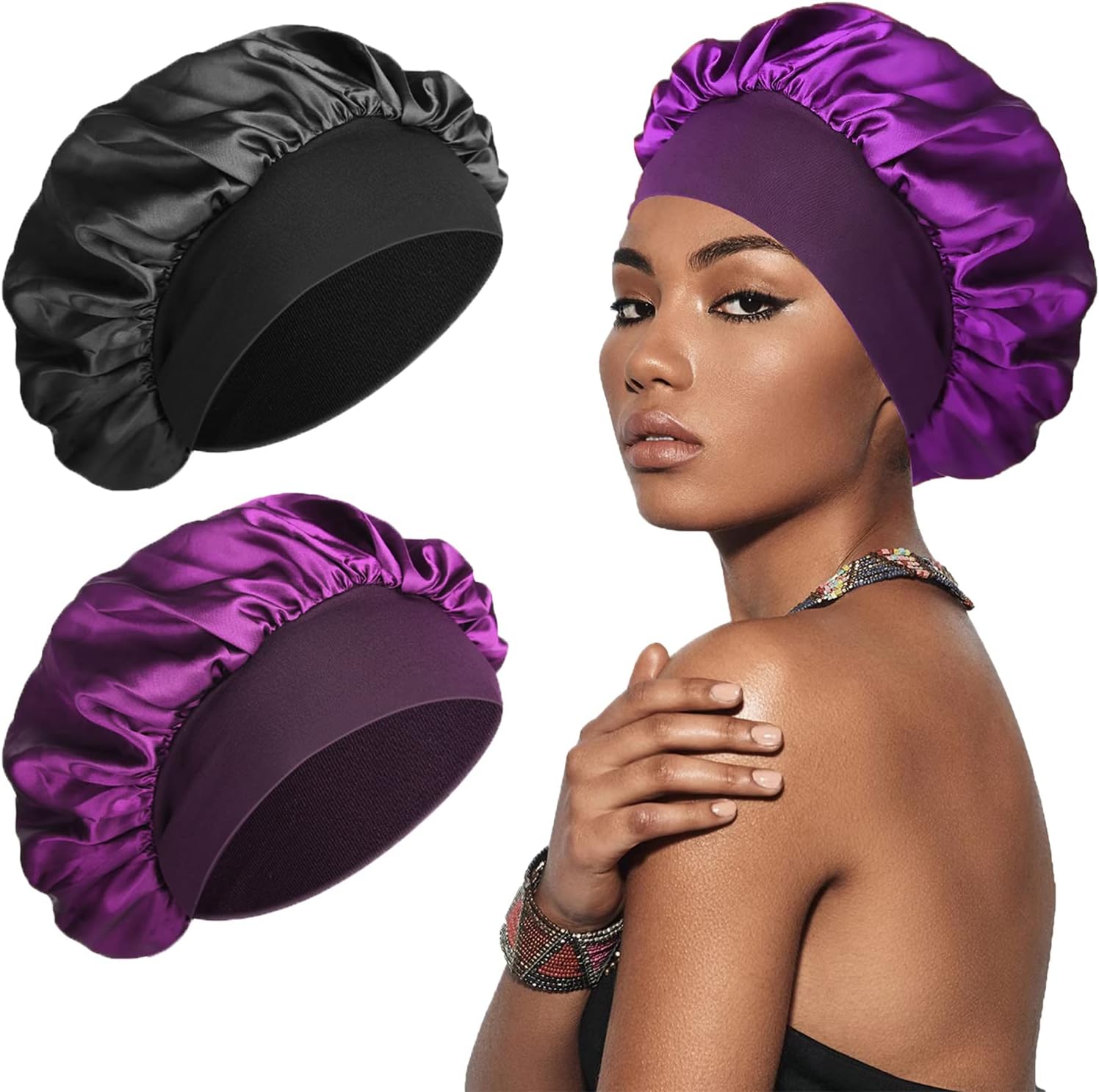 SWEET VIEW Silk Bonnet Satin Bonnet, Silk Hair Wra...