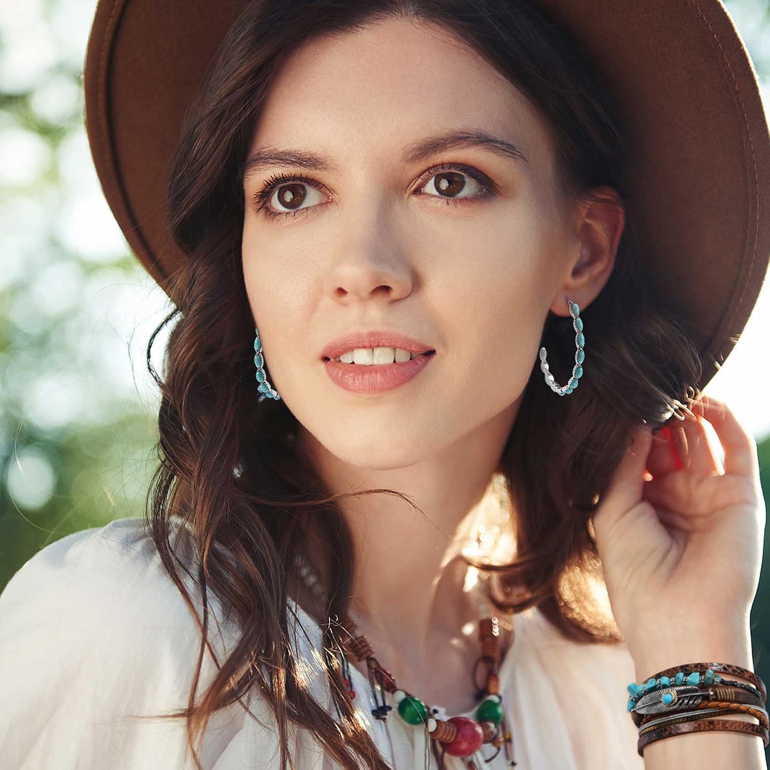 Finrezio Turquoise Jewelry Set for Women - Bohemia... - Image 3