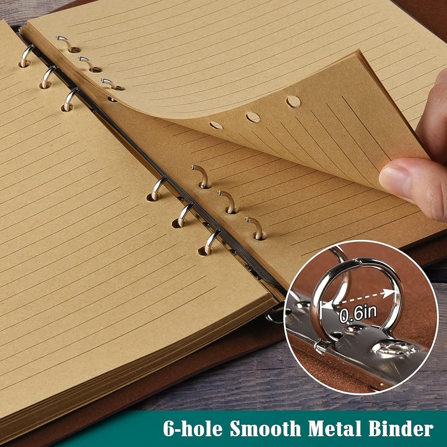 OMEYA Refillable Leather Journal for Women: A5, 10... - Image 4