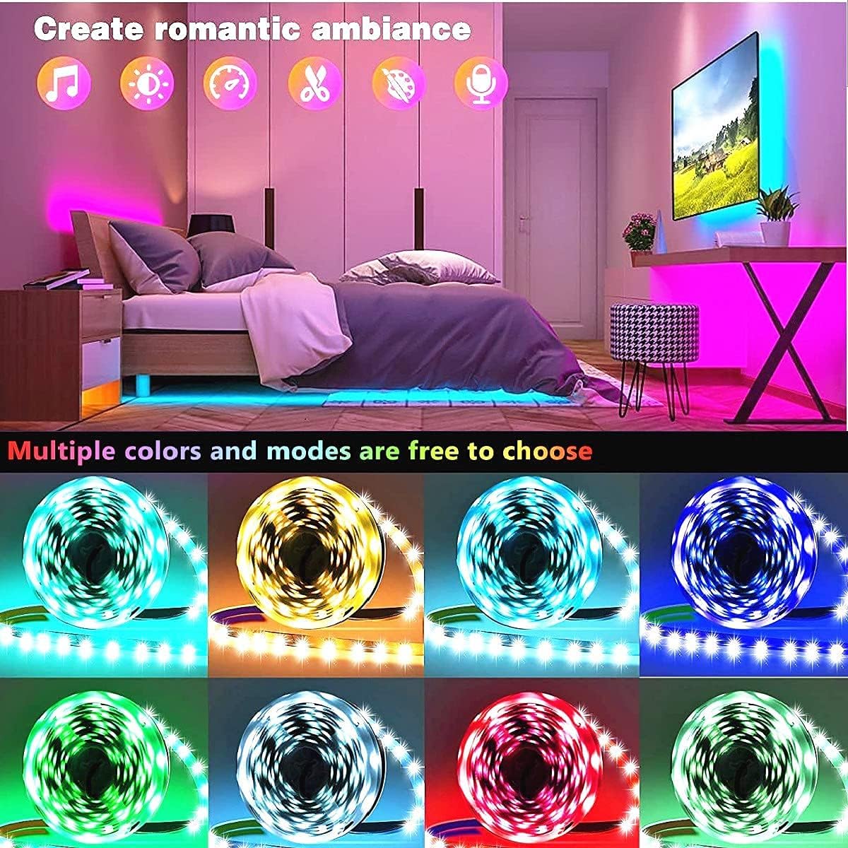 Tenmiro Led Lights for Bedroom 100ft(2 Rolls of 50... - Image 5
