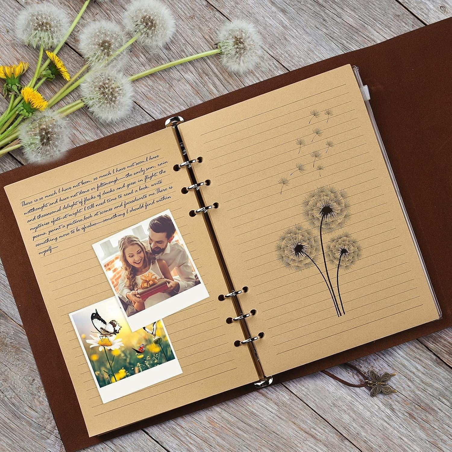 OMEYA Refillable Leather Journal for Women: A5, 10... - Image 3