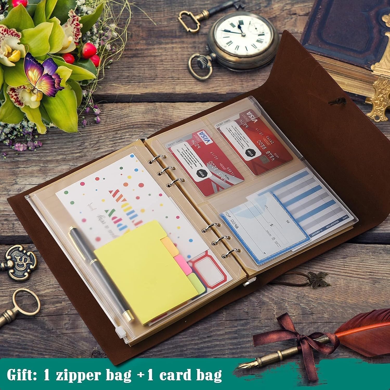 OMEYA Refillable Leather Journal for Women: A5, 10... - Image 5