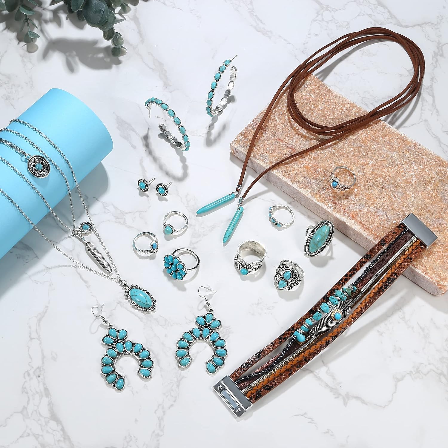Finrezio Turquoise Jewelry Set for Women - Bohemia... - Image 6