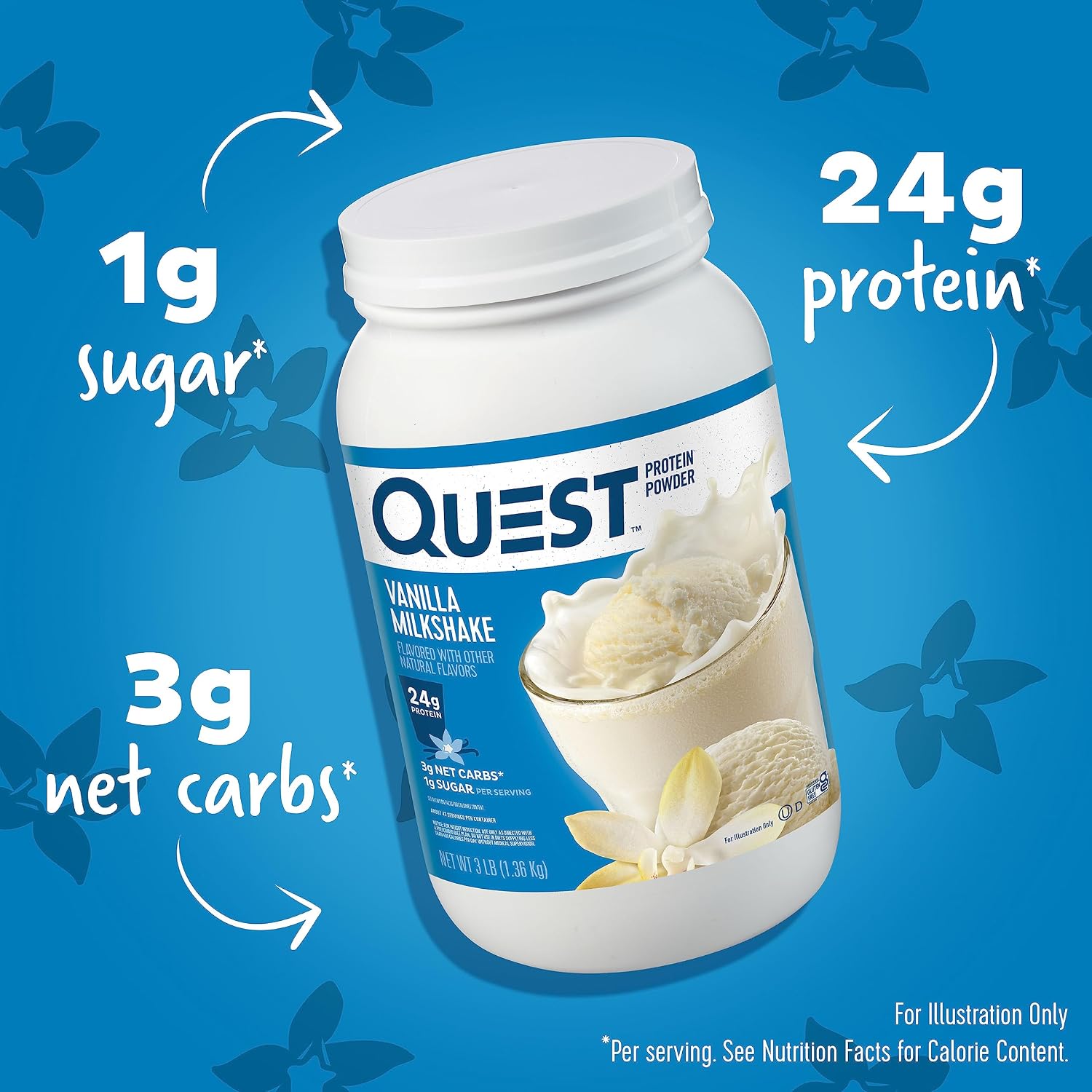 QUEST Protein Powder, Vanilla Milkshake, 3lb 3 pou... - Image 2