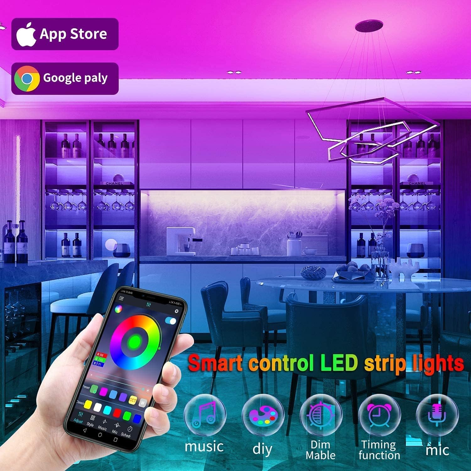 Tenmiro Led Lights for Bedroom 100ft(2 Rolls of 50... - Image 3