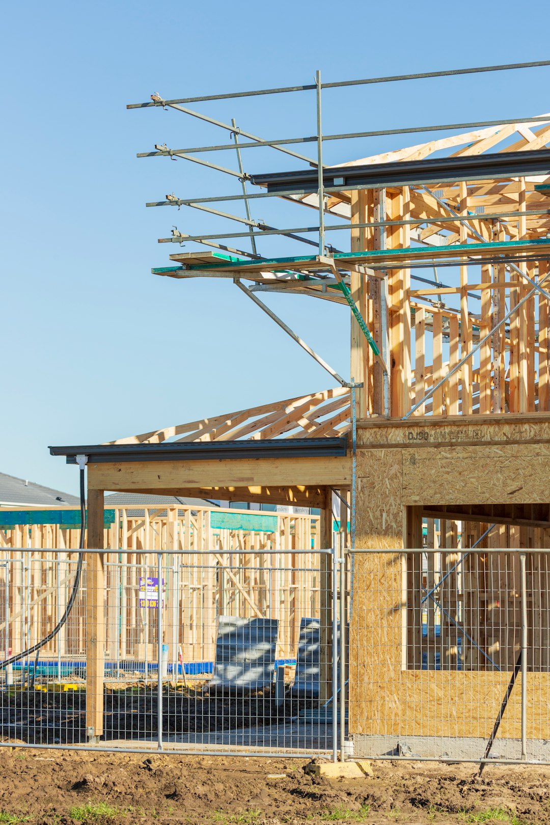New home construction framing, illustrative stock photo