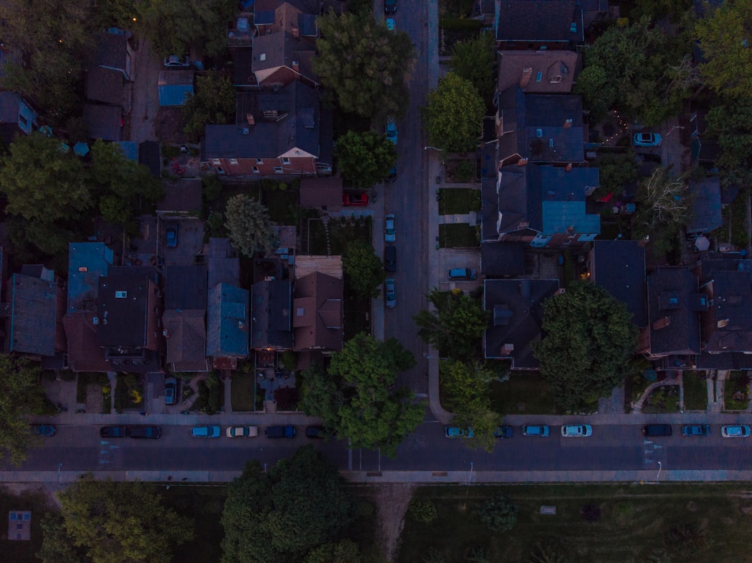 Aerial view of a low-density residential neighbourhood
