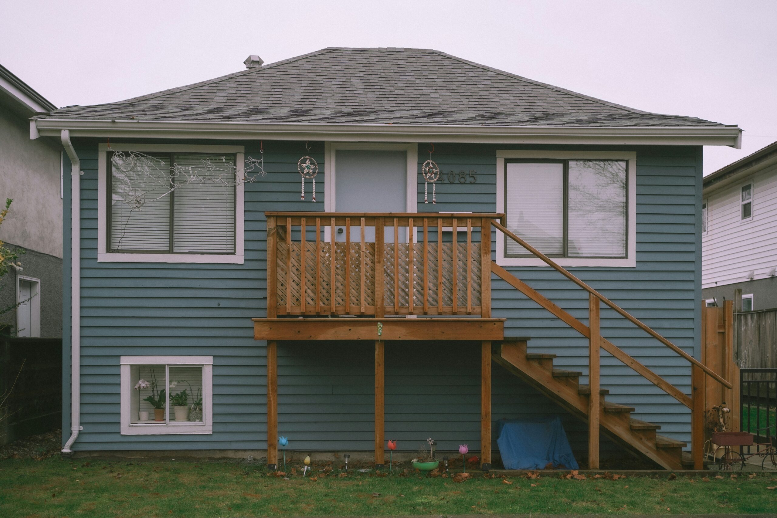 Exterior of a newly built single-family home, illustrative stock photo