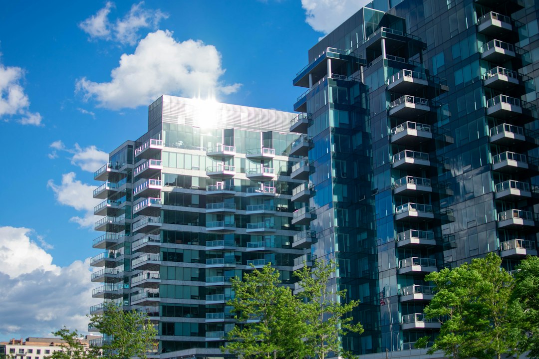 High-rise residential buildings against the sky