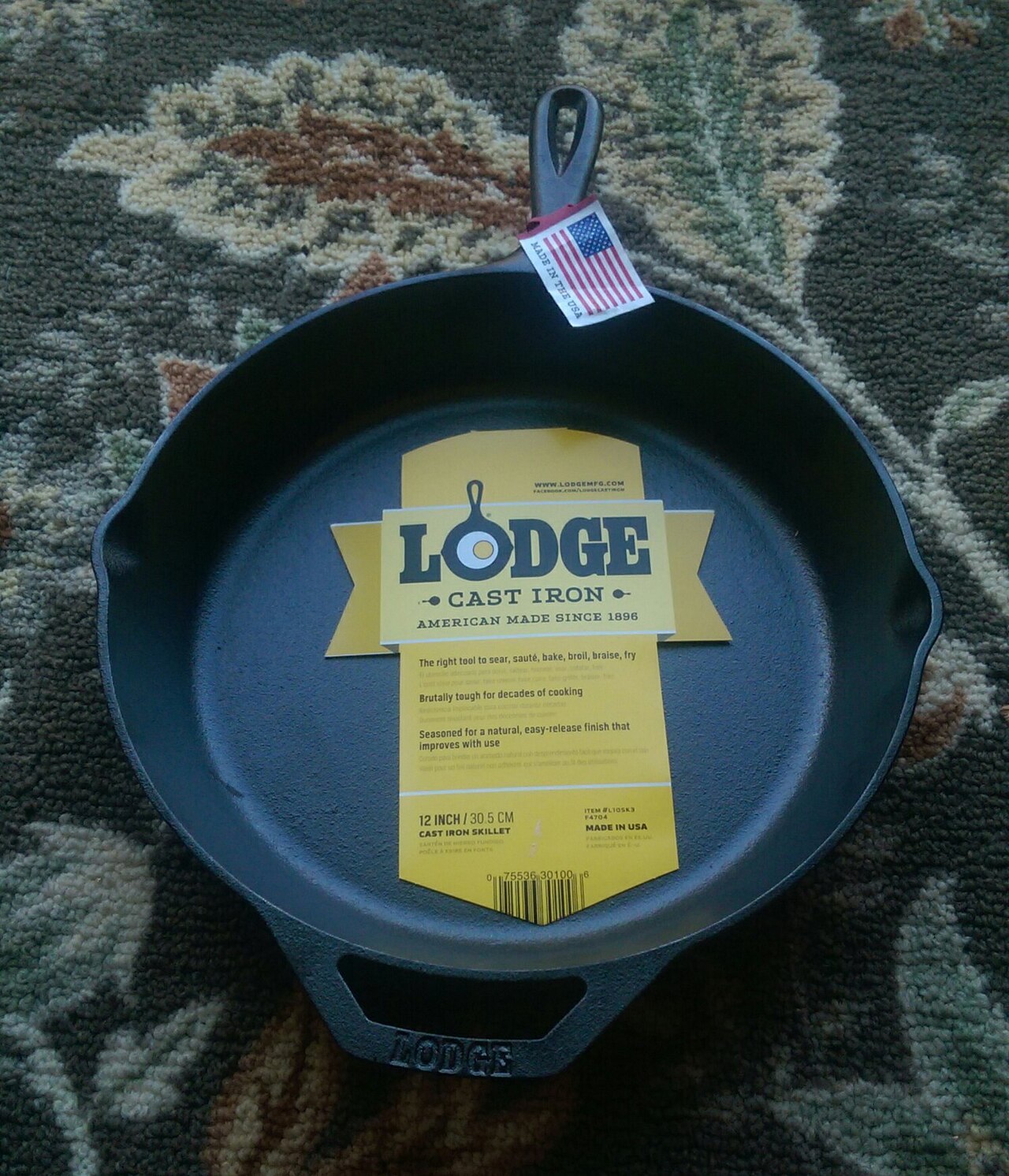A Lodge 12-inch cast iron skillet