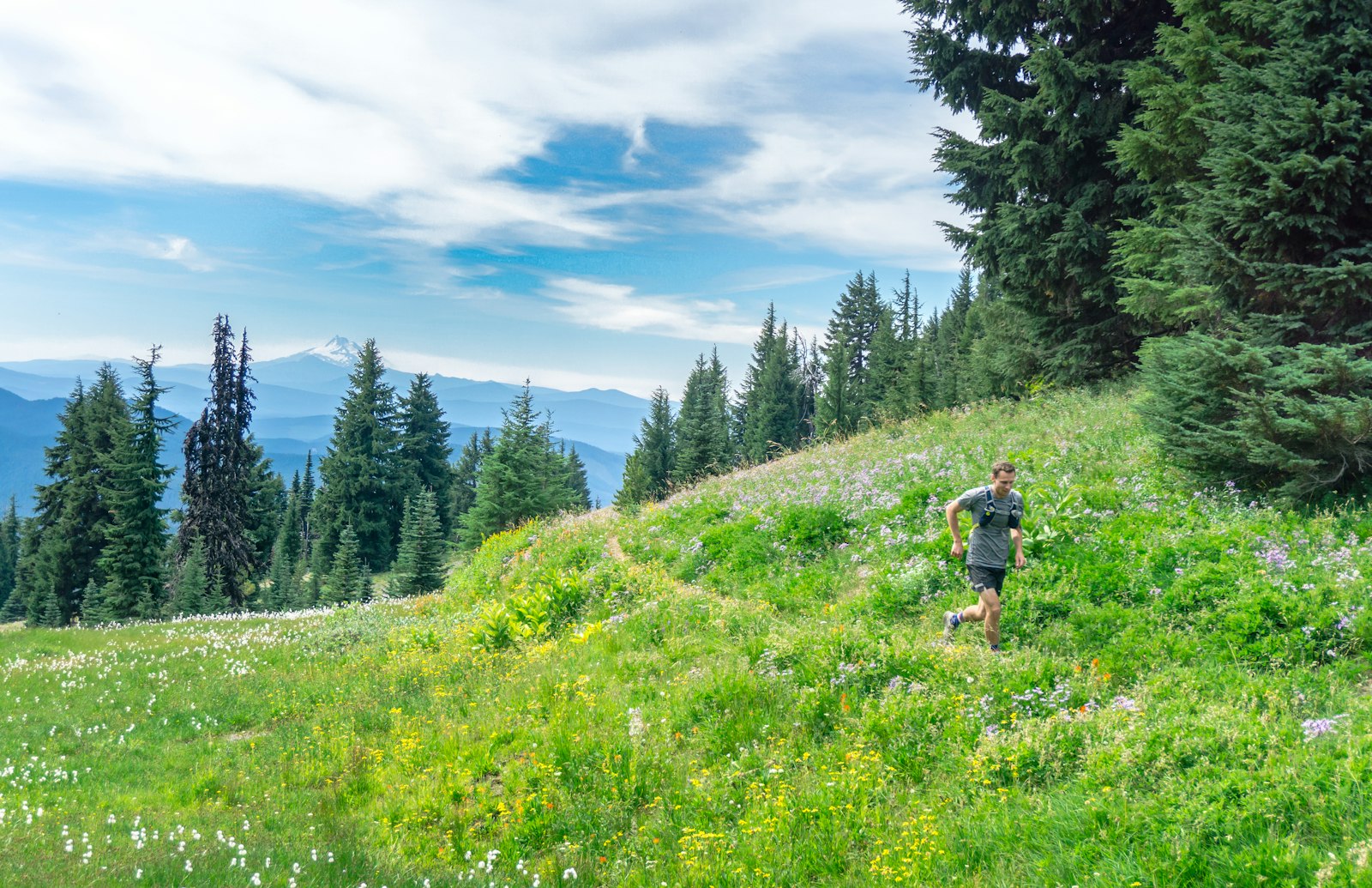 Mountain landscape on a long one-day hiking and running route