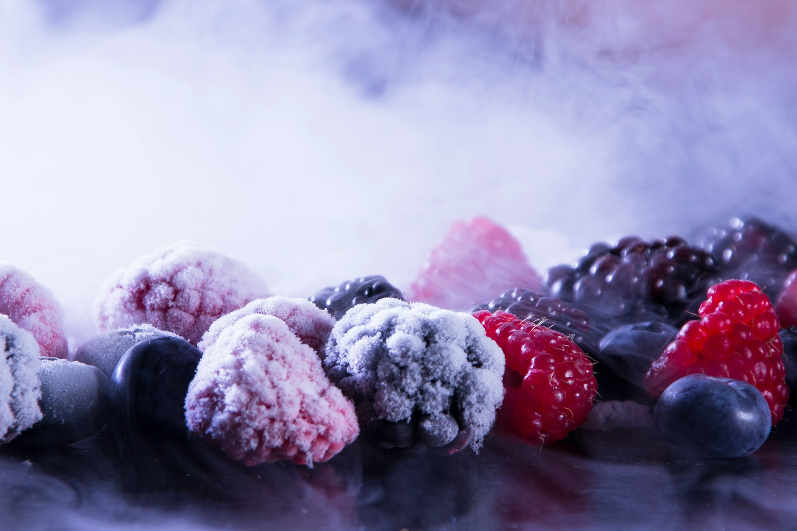 Frozen berries, a common base for sorbet and smoothie bowls in a Ninja CREAMi