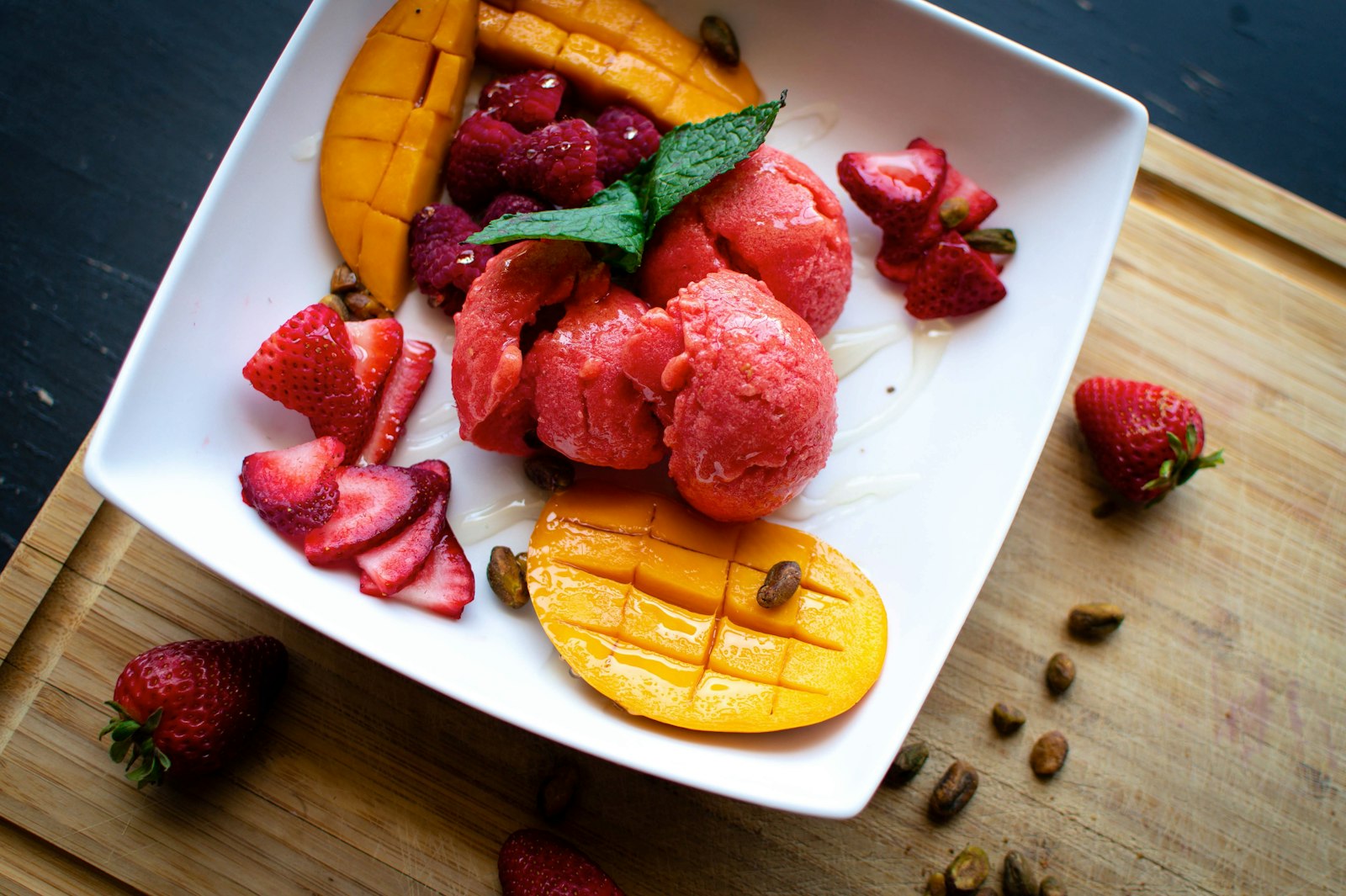Homemade fruit sorbet in a bowl, the kind of treat a Ninja CREAMi can make