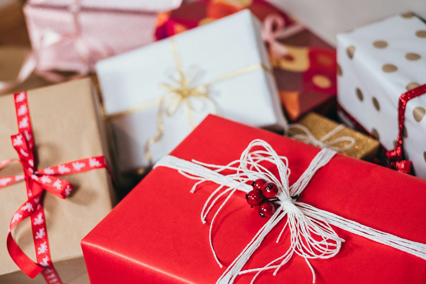 Wrapped gift boxes ready for the holidays